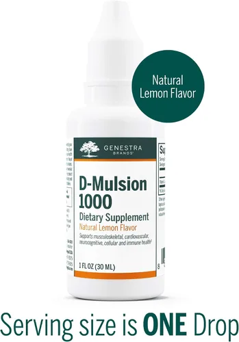 Miniatura 3 de Genestra Brands D-Mulsion 1000 - Suplemento líquido de vitamina D - Sabor natural a limón - 1 onza líquida