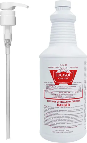 Miniatura 9 de Lucasol Desinfectante One Step, desinfectante de 32 onzas líquidas y botella de spray recargable vacía de 24 onzas. Spray desinfectante limpiador