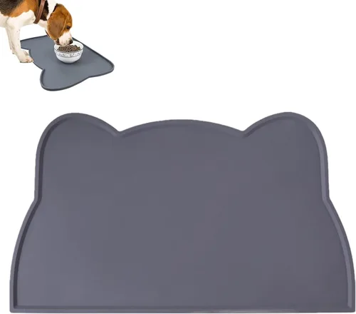Miniatura 8 de IYYI Tapete de comida para gatos, tapete de silicona para comida de mascotas para el piso, tapete antideslizante impermeable para alimentación