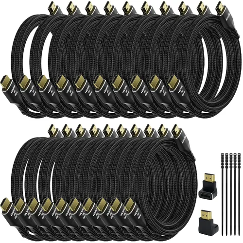 Miniatura 10 de Cable HDMI 4K de 2 pies (paquete de 3), cable HDMI 2.0 Ultra HD, conectores trenzados de nailon y chapados en oro, 4K @ 60Hz, 2K, 1080P, HDCP 2.2