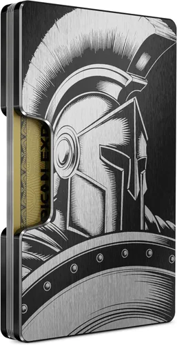 Miniatura 11 de Cartera de aluminio grabada para hombre, clip delgado para dinero y tarjetero con acabado grabado. Bloqueo RFID mejorado, carteras compactas, únicas
