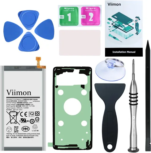 Kits de reemplazo de batería Viimon S10 (nueva versión mejorada) para todos los modelos Samsung Galaxy S10 SM-G973U con adhesivo y kits de