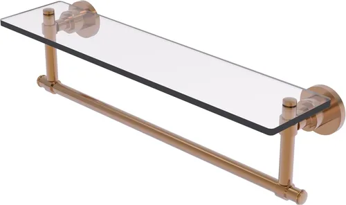 Miniatura 16 de Allied Brass WS-1TB/16-SN Estante de vidrio con toallero, 16 pulgadas x 5 pulgadas Níquel Satinado