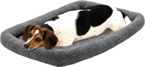 Furhaven Cama para perros medianos/pequeños y gatos de interior, 100% lavable, tamaño para adaptarse a jaulas - Almohadilla de Jaula con Borde de