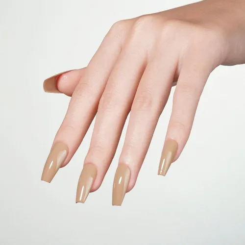 Miniatura 2 de WOOYAS - Uñas postizas cortas a presión, color nude brillante, uñas postizas de otoño de ataúd mediano, juego de 24 uñas postizas reutilizables