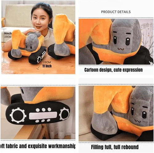 Miniatura 5 de XIYUAN Almohada de peluche de camión de juguete de construcción suave de 11 pulgadas, juguete de camión de juguete súper linda, juguetes de felpa