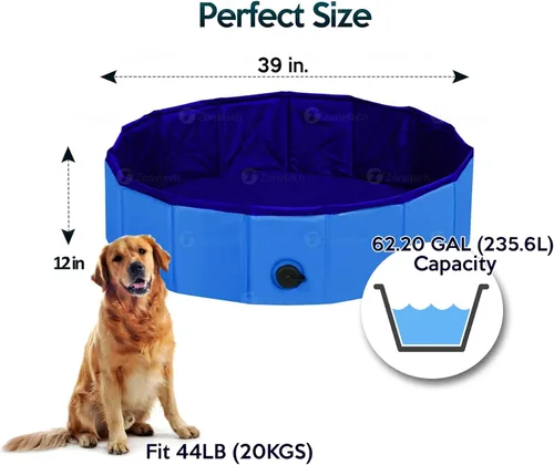 Miniatura 2 de Zone Tech - Piscina plegable para perros y mascotas, de alta calidad, fácil de almacenar, plegable y compacta para niños, bañera a prueba de fugas