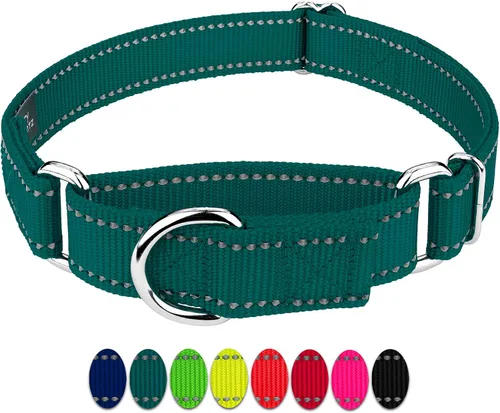 Miniatura 10 de Country Brook Petz - Vibrante selección de 8 colores - Collar de perro Martingala de nailon reflectante (pequeño, 3/4 pulgadas, negro)