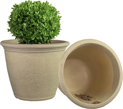 Miniatura 29 de Sunnydaze Anjelica - Maceta grande de plástico para plantas, maceta grande de plástico de doble pared para exteriores con agujeros de drenaje Óxido