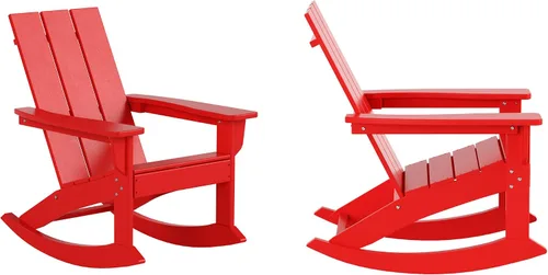 Miniatura 18 de HDPE Laguna Silla mecedora Adirondack de polietileno para exteriores (juego de 2), color negro