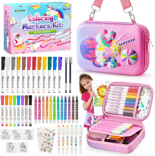 CGBOOM Juego de marcadores perfumados con bonito estuche para niños, 40 marcadores de pintura como suministros de arte y regalo de creatividad para