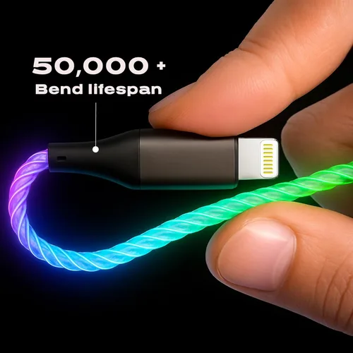 Miniatura 2 de Cable de carga para iPhone, cables Lightning LED que cambian de color, certificado Apple MFi, cable de carga rápida USB para Apple iPhone 13, 12, 11