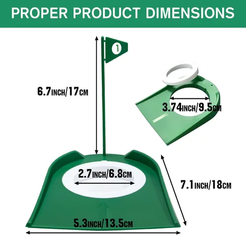 Miniatura 8 de Paquete de 9 tazas de golf con banderas, ayudas de entrenamiento de golf de plástico con recuperador de pelotas de golf, juego de agujeros de Verde