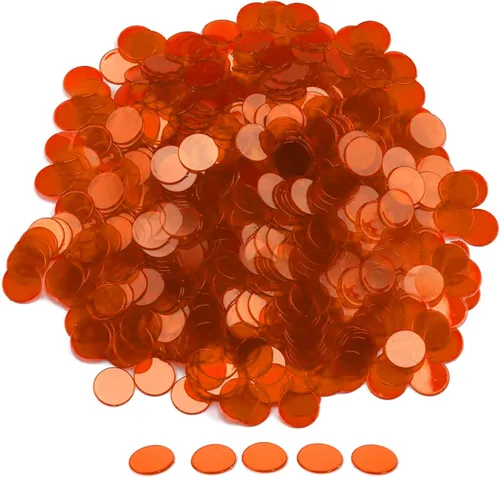 GSE Games & Sports Expert Chips de bingo naranja, 1000 piezas de chips de conteo transparentes de alto contraste de 3/4 pulgadas para juegos de