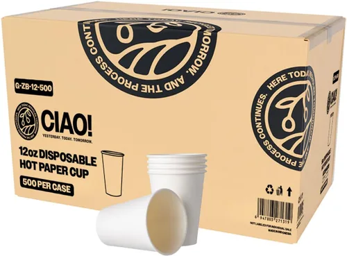 Miniatura 18 de CIAO! Vaso caliente de papel blanco de 20 onzas, desechable, 3.543 in de diámetro, 600