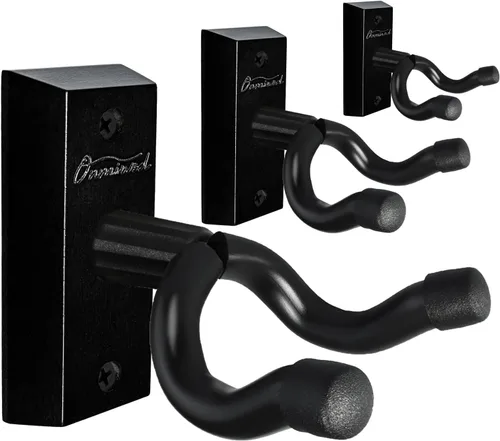 Miniatura 12 de Soporte de pared para guitarra, paquete de 3, colgador de guitarra de madera dura de acacia, soporte de pared para guitarra en forma de U, soporte