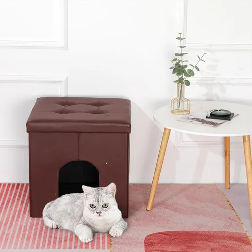 Miniatura 5 de MEEXPAWS Mueble Gabinete Oculto para Caja de Arena de Gatos, Banco de Baño para Gatos Gabinete de Almacenamiento Pequeño 19.7'' x 19.7'' x 19.7'' A