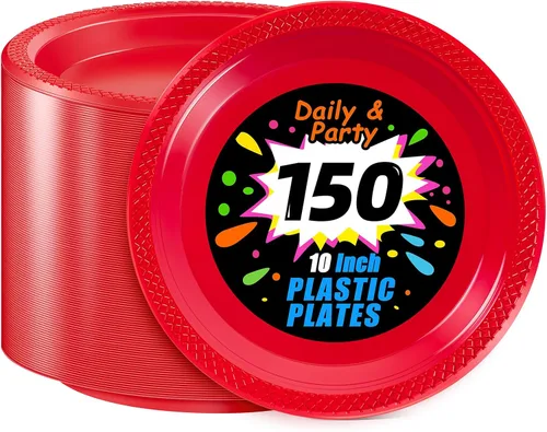 Miniatura 32 de WELLIFE Platos de postre negros de 7 pulgadas, 150 unidades, platos de postre de plástico desechables para fiestas, pasteles, aperitivos, ensaladas