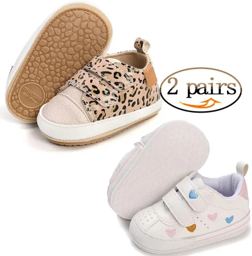 Miniatura 2 de eitwo 2 pares de zapatos de bebé, para niños y niñas, suela de goma antideslizante, unisex, suaves y ligeros, zapatos de cuna para primeros pasos