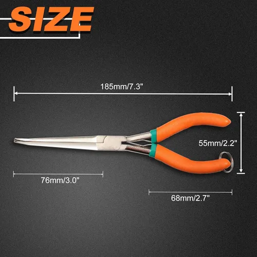Miniatura 7 de SPEEDWOX Alicates de punta de aguja de largo alcance de 7 pulgadas con dientes, alicates de bucle de alambre de precisión extra largos con cordón