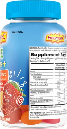 Miniatura 11 de Emergen-C Kidz Immune + Support - Suplementos dietéticos, gomitas divertidas con sabor a fruta con vitamina C, B y D, 44