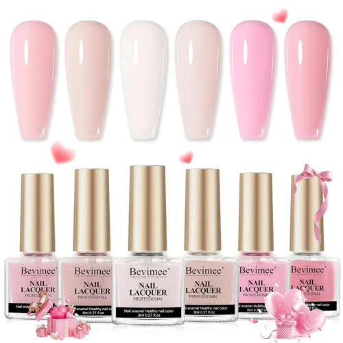 Miniatura 26 de Esmalte de uñas de secado rápido, color rosa, esmalte de uñas transparente, esmalte de uñas de secado rápido regular, a granel, sin gel, de larga