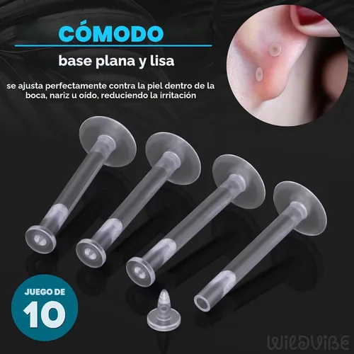Miniatura 3 de Bioflex - Aretes transparentes para deportes, trabajo, escuela, cirugía, resonancia magnética – Piercing transparente para orejas, cartílago, hélix