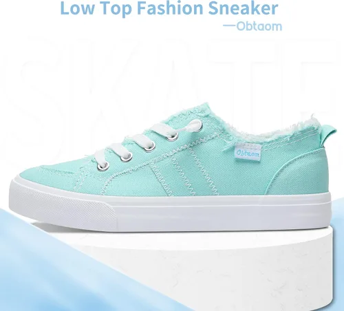 Miniatura 2 de Obtaom Play Tenis de lona para mujer, sin cordones, a la moda, blanco desgastado y estampado de leopardo
