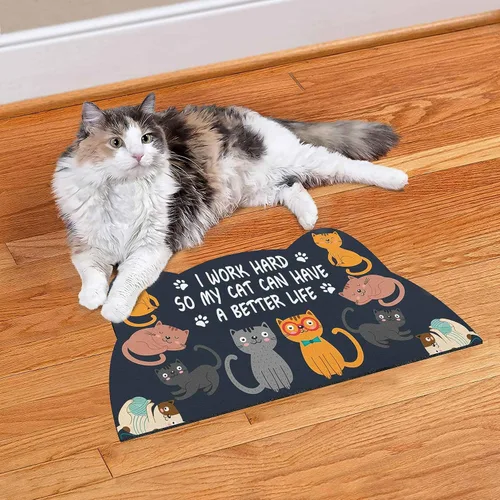 Miniatura 2 de Tapete de comida para gatos de interior – Sin manchas fácil de limpiar suministros para mascotas – Cuencos para gatos