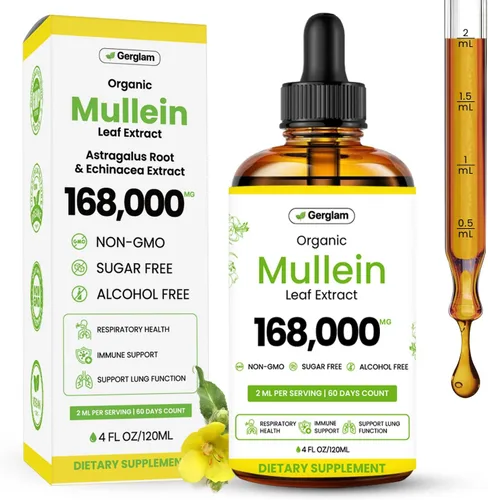 Miniatura 9 de Gotas de gordolobo para pulmones, líquido orgánico de desintoxicación y limpieza pulmonar USDA con malvavisco, tomillo, astrágalo, cáscara