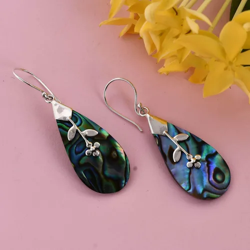 Miniatura 2 de Compra pendientes de plata de ley 925 con concha de abulón LC, aretes colgantes para mujer, regalos para mujeres