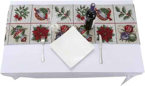 Miniatura 3 de rockcloud Camino de mesa decorativo de algodón de 13 x 67 pulgadas para cenas familiares o reuniones, fiestas en interiores o exteriores