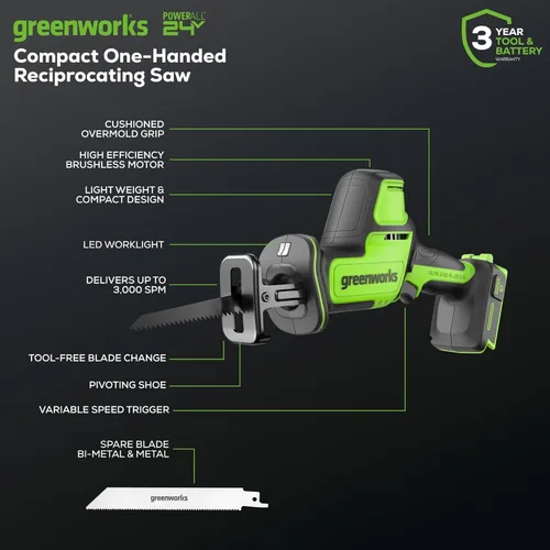 Miniatura 18 de Greenworks Kit combinado de herramientas eléctricas sin escobillas de 24 V, 5 piezas: 310 pulgadas. -lbs Taladro, destornillador de impacto Ibs