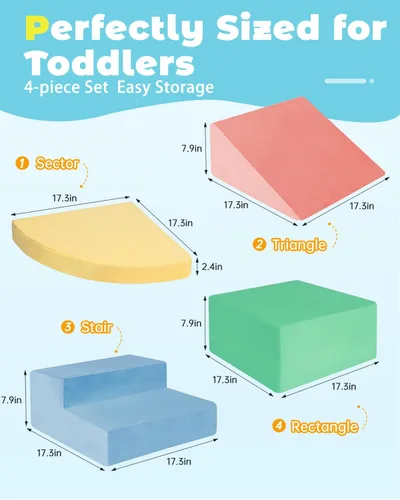 Miniatura 5 de DTRK Juguetes de escalada para niños pequeños de 1 a 3 años, gimnasio de juego interior suave para niños, escalador de esquina de espuma