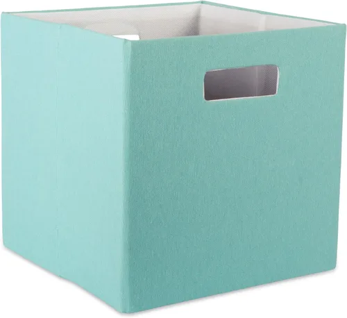DII Cubo de almacenamiento plegable de poliéster, sólido, ligero y duradero, cuadrado pequeño, 11x11x11 pulgadas, aguamarina