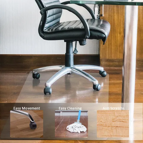 Miniatura 2 de Tapete transparente para silla de oficina de madera dura, tapete rectangular para sillas de juegos, tapete rectangular para suelos duros, tapetes