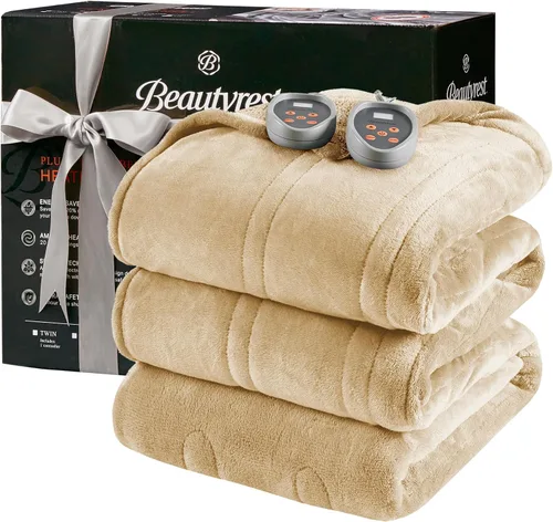 Miniatura 15 de Beautyrest Manta térmica, manta eléctrica, suave, cálida y reversible, manta térmica Sherpa para oficina, sofá, 3 ajustes de calor, apagado