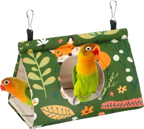 Miniatura 25 de Rypet Casa de nido de pájaros cálida para invierno, hamaca colgante de terciopelo, jaula de felpa mullida para pájaros escondidos, cama para dormir