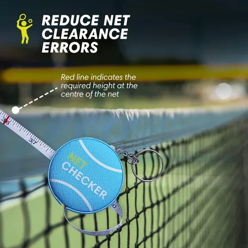 Miniatura 6 de Scoring Right Net Checker - Cinta métrica de altura de red para tenis y llavero Azul