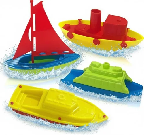 ArtCreativity Barcos de juguete para jugar en el agua, (paquete de 4), juguetes de piscina para niños pequeños de 3 a 5 años, juguetes flotantes de