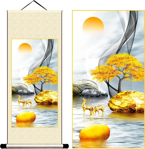 Miniatura 11 de Grace Art Pergamino de pared asiático, Yin acuático y yang
