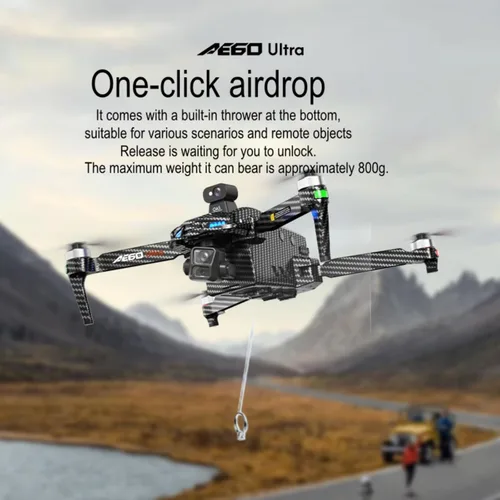 Miniatura 3 de AE60 Ultra Drones con cámara para adultos, grabación de video 4K y resolución de fotos 8K, cardán de 3 ejes, alcance de 7.5 millas, control remoto