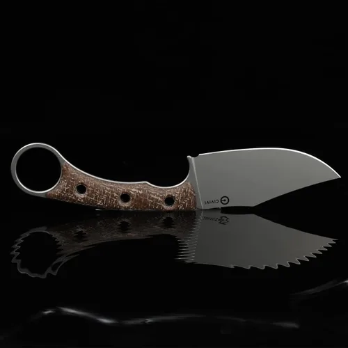 Miniatura 4 de CIVIVI Midwatch Cuchillo de Hoja Fija, Hoja de 3.39", con Funda Kydex y Cordón Negro de Paracord Atado C20059B Marrón