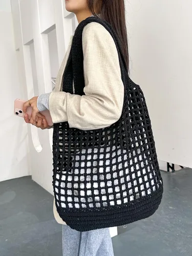 Miniatura 6 de ENBEI Bolso de playa plegable para mujer, lavable y ligero, bolso de hombro tejido ecológico para viajes, compras, regalos