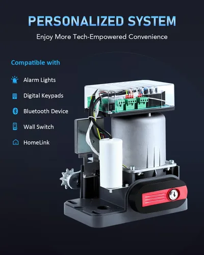 Miniatura 6 de CO-Z Abridor automático de puerta corredera de 1800 libras con 2 controles remotos, motor eléctrico de puerta deslizante de entrada, kit completo