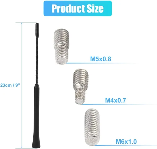Miniatura 4 de X AUTOHAUX 9" Antena de radio universal para coche AM FM Antena aérea flexible Antena de radio de 22 cm Booster de señal Mástil de techo
