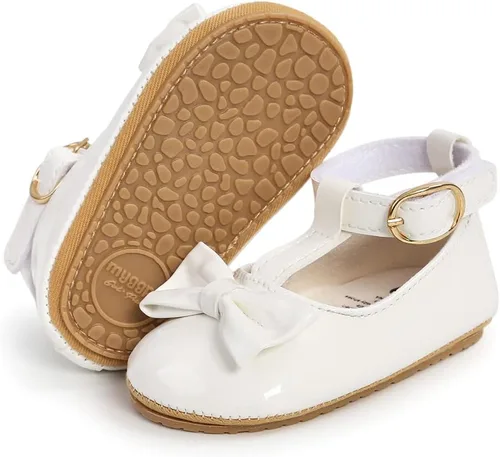 COSANKIM Zapatos planos Mary Jane para bebés y niñas, suela de goma antideslizante, zapatos de vestir de princesa para boda