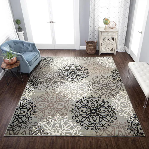 Miniatura 17 de SUPERIOR – Alfombra de área contemporánea de la colección Leigh - Alfombra moderna de 5/16 de pulgada (8 mm) de pelo con diseño de medallón floral