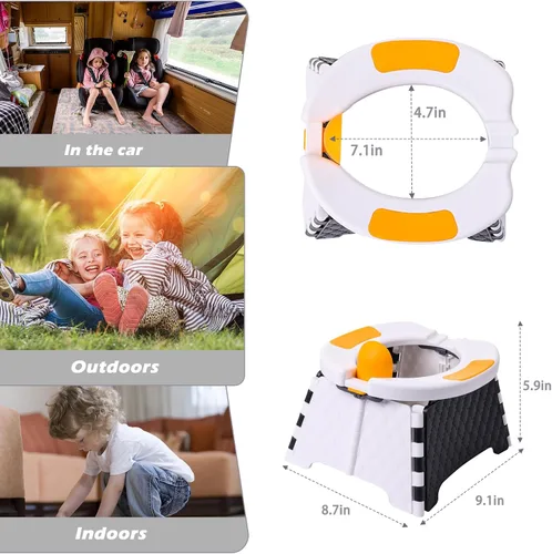 Miniatura 5 de Orinal portátil para viajes de niños pequeños, silla de entrenamiento para ir al baño con bolsa de viaje, inodoro de entrenamiento para ir al aire