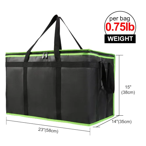 Miniatura 20 de Bodaon Paquete de 10 bolsas aisladas para entrega de alimentos para comidas calientes y frías, bolsas térmicas y enfriadoras, bolsa aislante de Negro